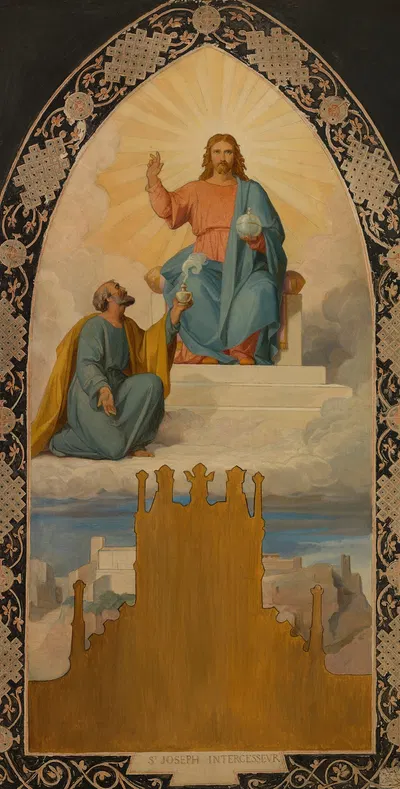 Saint Joseph aux pieds de Jésus Christ by Faivre-Duffer, 1878 — digital art print download