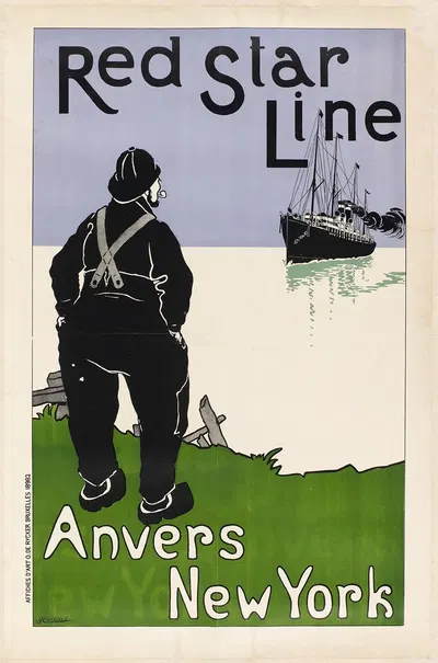 Red Star Line, Anvers-New York by Lith. O. de Rycker & Mendel, 1898 — digital art print download