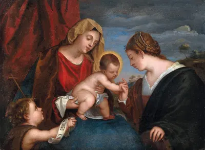 The Mystical Marriage of Saint Catherine by Венецианская школа — digital art print download