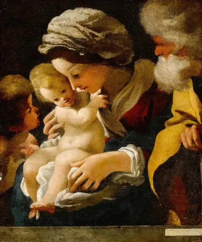 The Holy Family with Saint John the Baptist by Bartolomeo Schedoni — digital art print download