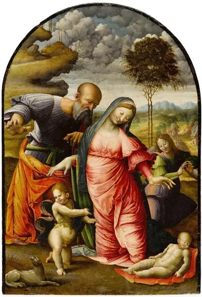 The Madonna, Saint Joseph, the Infant Baptist and an angel adoring the Infant Christ: The 'Feigen Adoration' by Domenico…