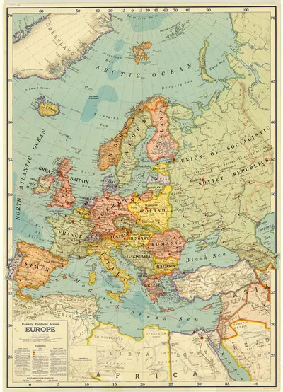 Political map of Europe by Rand McNally & Company, 1931 — digital art print download