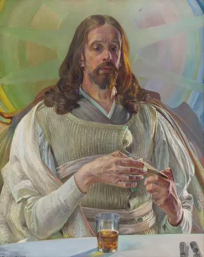 Christ in Emmaus – central section of the triptych by Яцек Мальчевский, 1909 — digital art print download
