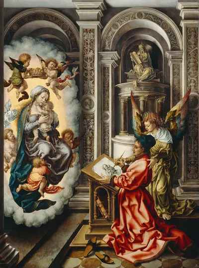 St. Luke Painting the Madonna by Ян Госсарт, 1520 — digital art print download