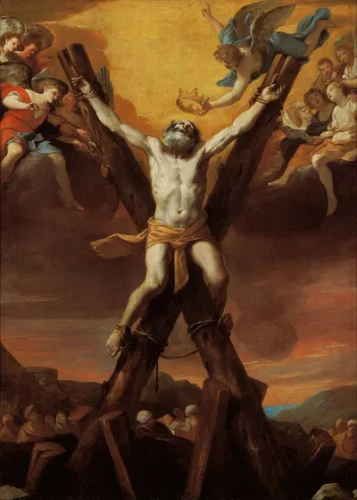 The crucifixion of St Andrew by Маттиа Прети — digital art print download