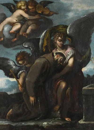 Saint Francis supported by angels by Веронезе — digital art print download