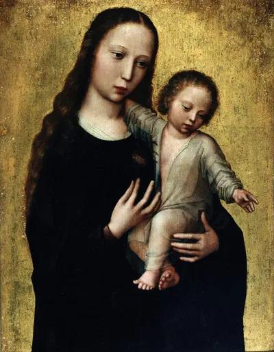 The Virgin Mary with the Child Jesus in a Shirt by Адриан Изенбрандт — digital art print download