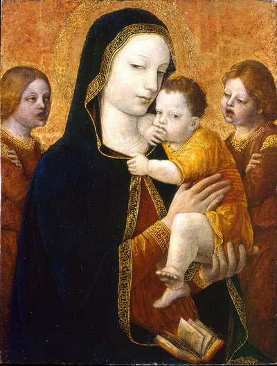 The Virgin and Child with two Angels by Ambrogio Bergognone — digital art print download