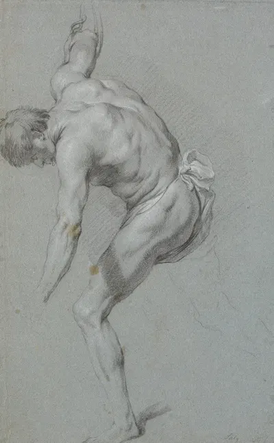 Stående foroverbøjet mandlig model med strakte arme by Генрих Диттмерс, 1625 – 1677 — digital art print download
