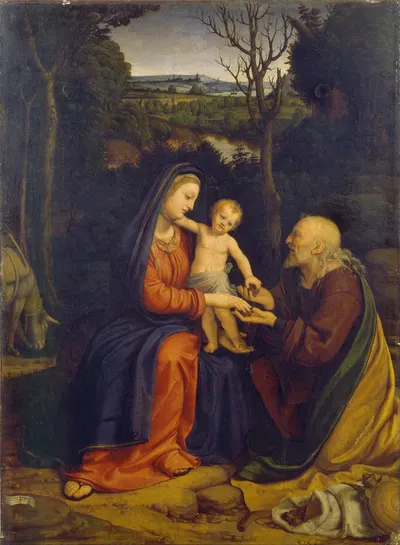 The Rest on The Flight into Egypt by Andrea Solario, 1515 — digital art print download