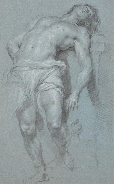 Tilbagelænet, stående mandlig model_lænket til et alter by Генрих Диттмерс, 1625 – 1677 — digital art print download