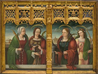 Saints Apollonia, Lucy and Barbara and another Holy Martyr by Andrés de Melgar — digital art print download