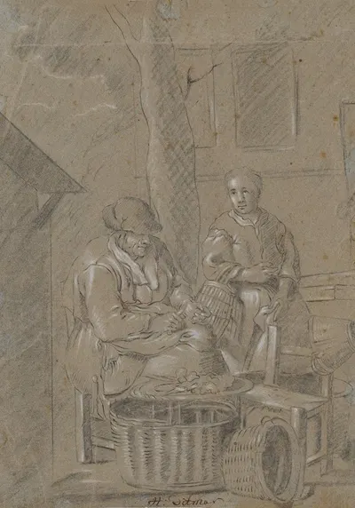 To koner med huslige gøremål by Генрих Диттмерс, 1625 – 1677 — digital art print download