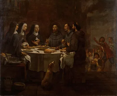 Saint Francis and Saint Clare at Supper in the Convent of Saint Damian by Антони Виладомат — digital art print download
