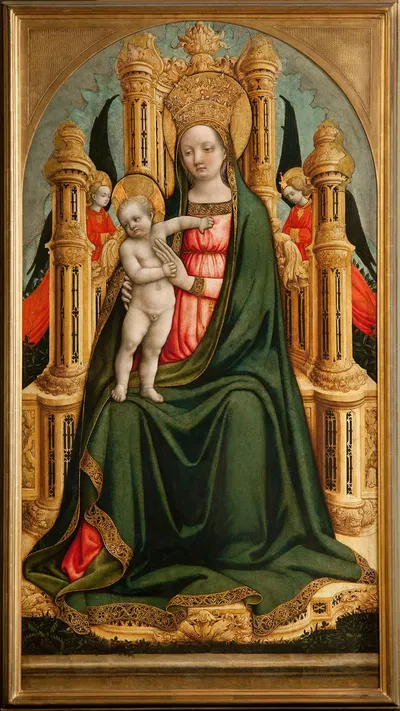 The Virgin and Child Enthroned and Two Angels by Antonio Vivarini, 1449 - 1450 — digital art print download