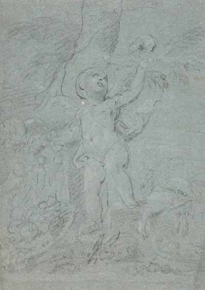 Amorin, legende med dyr by Хендрик Крок, 1671 – 1738 — digital art print download