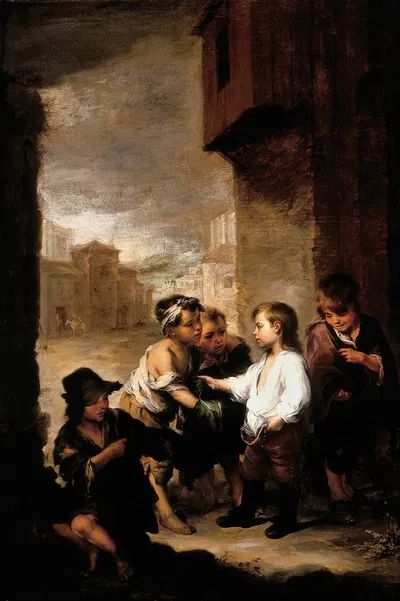 St. Thomas of Villanueva dividing his clothes among beggar boys by Bartolomé Estebán Murillo — digital art print download