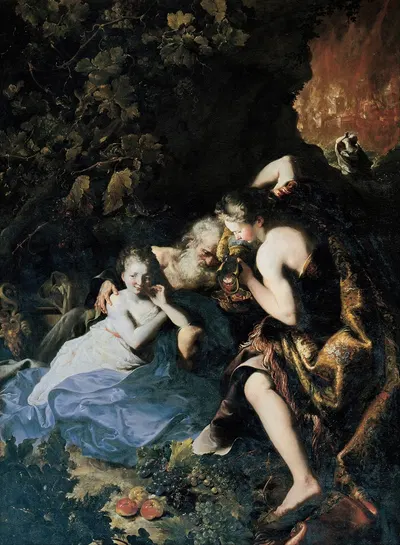 Lot Inebriated by his Daughters by Bartolomeo Guidobono, 1694 - 1696 — digital art print download