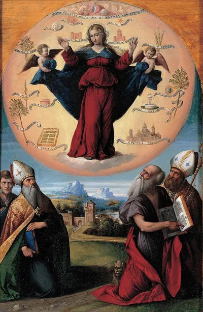 Madonna in Glory and Holy Hones by Бенвенуто Тизи (Ил Гарафало), 1525 - 1550 — digital art print download