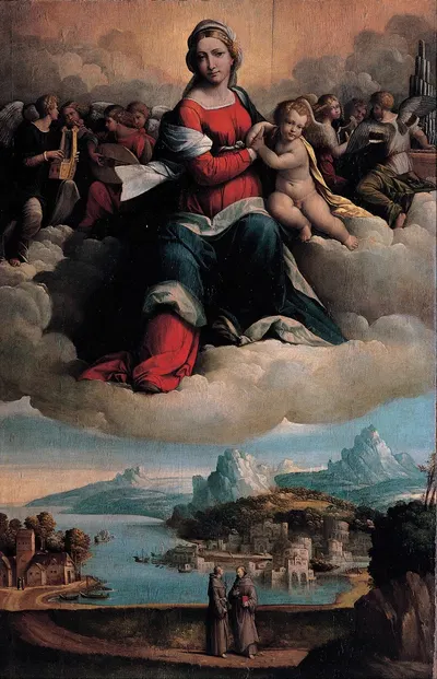 Madonna with the Child in Glory and Holy Ones by Бенвенуто Тизи (Ил Гарафало), 1530 — digital art print download