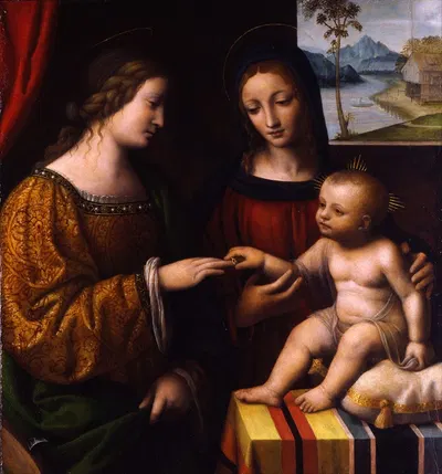 The Mystical Marriage of Saint Catherine by Бернардино Луни, 1520 — digital art print download
