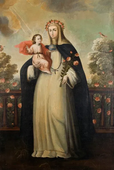 Saint Rose of Lima with Child Jesus by Cusco School — digital art print download