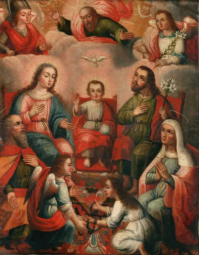 The family of Christ Child with the imprisoned soul of Divine Love by Cusco School — digital art print download