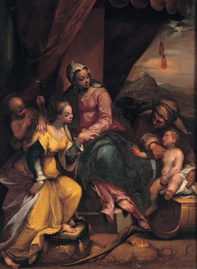Mystic marriage of Saint Catherine by Denys Calvaert, 1590 — digital art print download