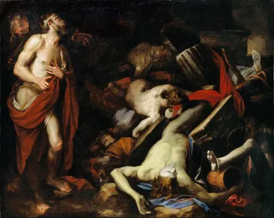 Job and His Children by Доменико Пиола, 1650 — digital art print download