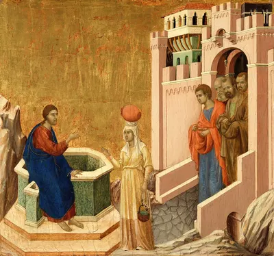 Christ and the Samaritan Woman by Duccio di Buoninsegna — digital art print download