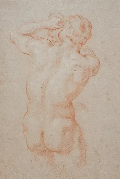 Konkylieblæsende triton set bagfra by Hendrik Krock, 1686 – 1738 — digital art print download