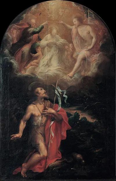 Coronation of the Virgin with Saint John the baptist by Emilian School — digital art print download