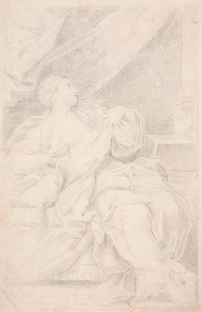 Lukretia, der støder dolken i sit bryst by Хендрик Крок, 1671 – 1738 — digital art print download