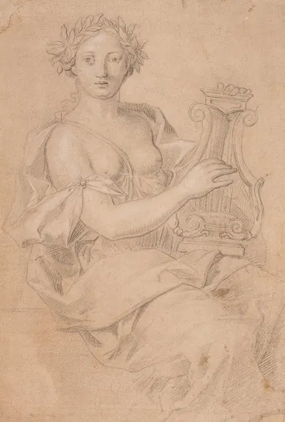 Lyrespillende muse (Erato) by Хендрик Крок, 1671 – 1738 — digital art print download