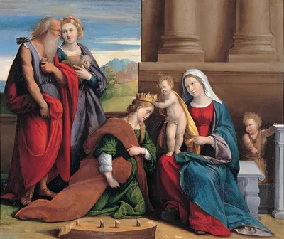 Coronation of Saint Catherine by Garofalo and workshop — digital art print download