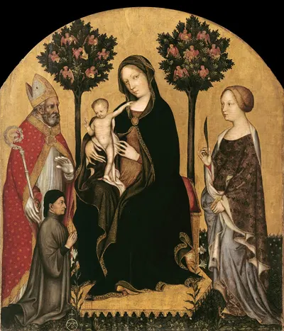 Mary Enthroned with the Child, Saints and a Donor by Gentile da Fabriano, 1395 — digital art print download