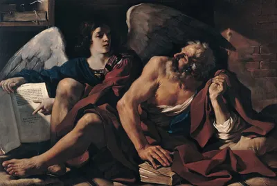 Saint Matthew and the Angel by Гверчино, 1622 — digital art print download