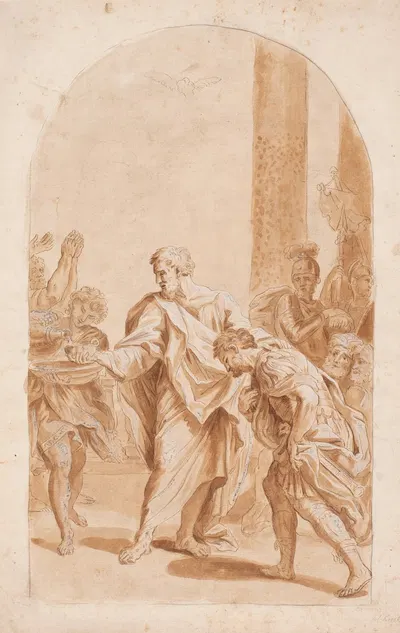 S. Peter døber Centurion Cornelius. (Apostelhist. 1047-48) by Хендрик Крок, 1671 – 1738 — digital art print download
