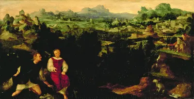 Landscape with Tobias and the Angel by Jan van Scorel, 1521 — digital art print download