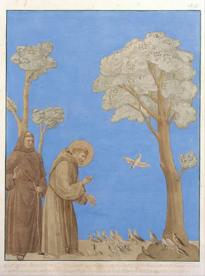 Saint Francis Preaching to the Birds by Johann Anton Ramboux, 1808 — digital art print download