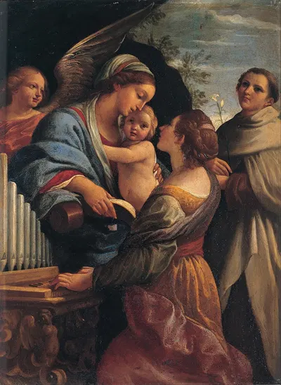 Madonna with the Child, Saint Cecily and Saint Albert by Lorenzo Garbieri, 1615 — digital art print download