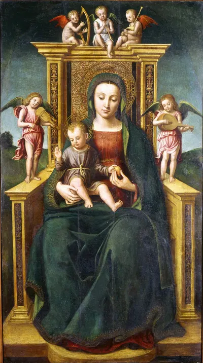 The Virgin and Child Enthroned by Ludovico Brea, 1490 — digital art print download