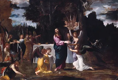 Christ in the Wilderness, Served by Angels by Лудовико Караччи — digital art print download