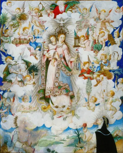 The Virgin of the Rosary with Saint Catherine of Alexandria and Saint Catherine of Sienna by Luis Lagarto, 1611 — digital…