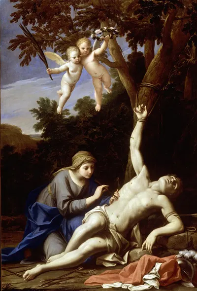 Saint Sébastien soigné par Irène by Marcantonio Franceschini, 1705 — digital art print download