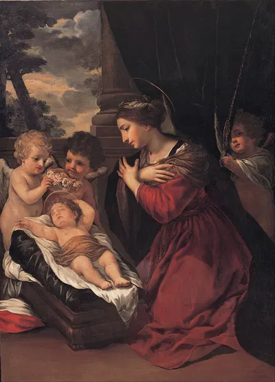 Madonna with the Child and angels by Пьетро да Кортона, 1625 — digital art print download