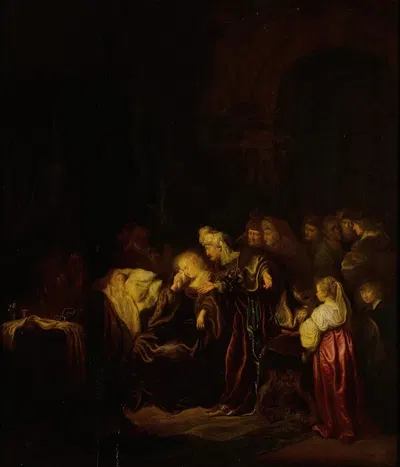 David and Bathsheba mourning their dead son by Саломон Конинк — digital art print download