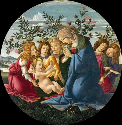 Madonna Adoring the Child with Five Angels by Сандро Боттичелли — digital art print download