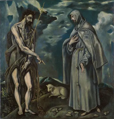 Saint John the Baptist and Saint Francis of Assisi by Workshop of El Greco — digital art print download