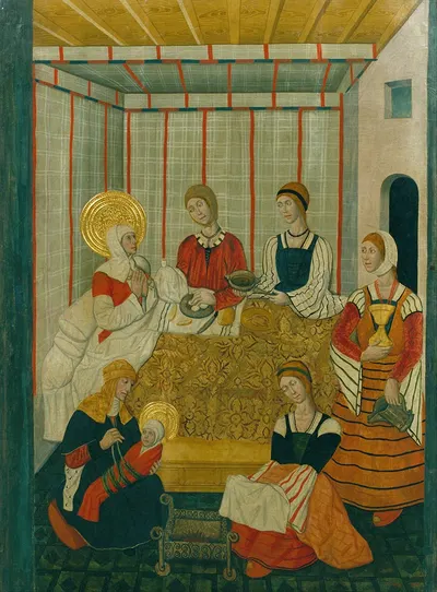 Birth of the Virgin by Workshop of Pedro García de Benabarre — digital art print download
